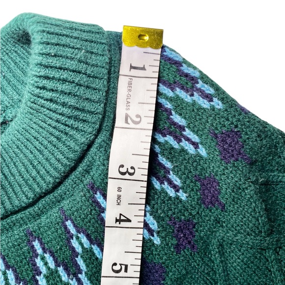 Style & Co. Green and Purple Patterned Crewneck Sweater - Picture 10 of 11